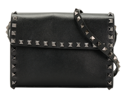 Mini Rockstud Flap, Leather, Black, MII, S/DB, 2*